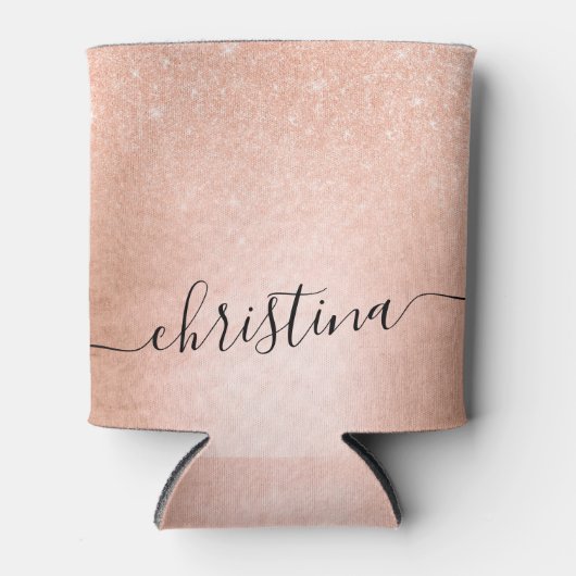 Elegant gradiënt koper roos goud glitter blikjeskoeler (Voorkant)