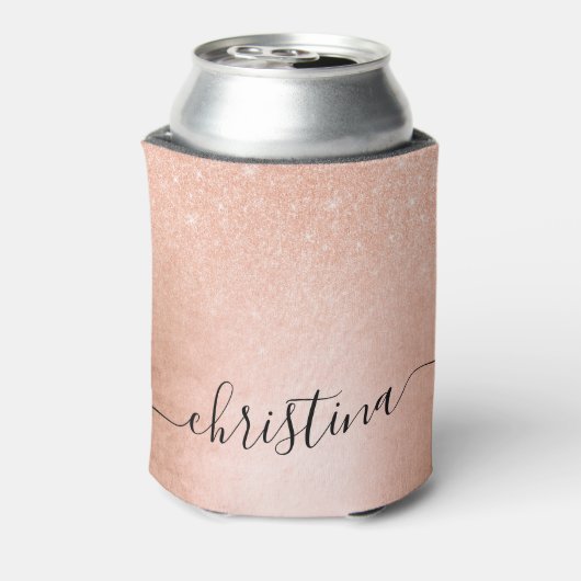 Elegant  gradiënt koper roos goud glitter blikjeskoeler (Blikje Achterkant)