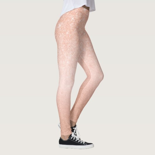 Elegant  gradiënt koper roos goud glitter leggings (Rechts)