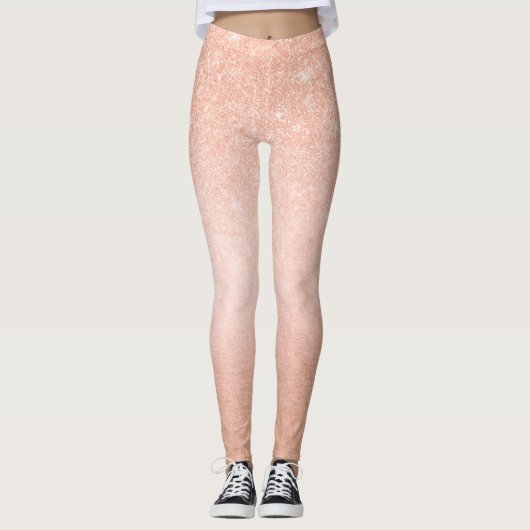 Elegant  gradiënt koper roos goud glitter leggings (Voorkant)
