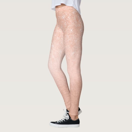 Elegant  gradiënt koper roos goud glitter leggings (Links)
