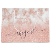 Elegant gradiënt koper roos goud glitter marmer groot cadeauzakje (Voorkant)