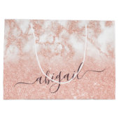 Elegant gradiënt koper roos goud glitter marmer groot cadeauzakje (Achterkant)