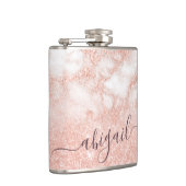 Elegant gradiënt koper roos goud glitter marmer heupfles (Rechts)