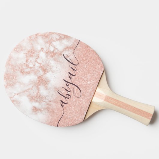 Elegant gradiënt koper roos goud glitter marmer tafeltennisbatje (Zijkant)