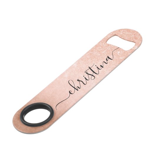 Elegant gradiënt koper roos goud glitter speed flessenopener (Voorkant Gekanteld)