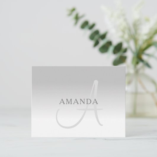Elegant Gradiënt  Monogram Briefkaart (Staand voorkant)