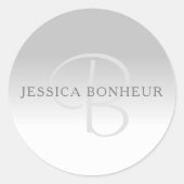 Elegant Gradiënt  Monogram Ronde Sticker (Voorkant)