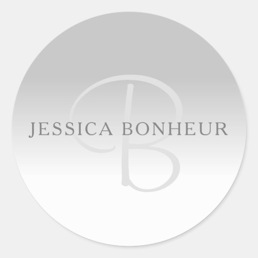 Elegant Gradiënt  Monogram Ronde Sticker (Voorkant)