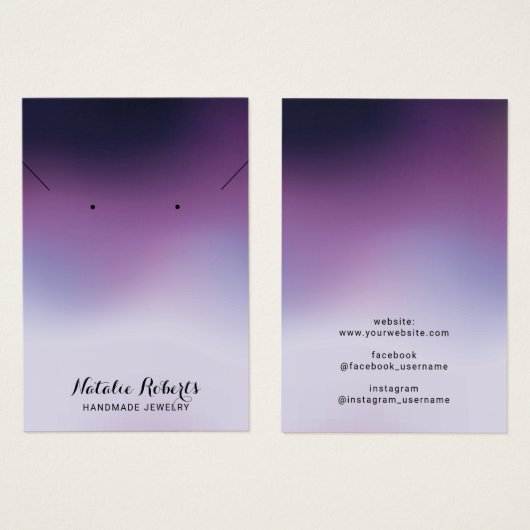 Elegant gradiënt Paarse juwelen oorscherm Visitekaartje (Voorkant /achterkant)
