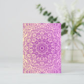 Elegant Gradiënt Paarse Perzik Mandala Patroon Briefkaart (Staand voorkant)