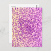 Elegant Gradiënt Paarse Perzik Mandala Patroon Briefkaart (Voorkant / Achterkant)