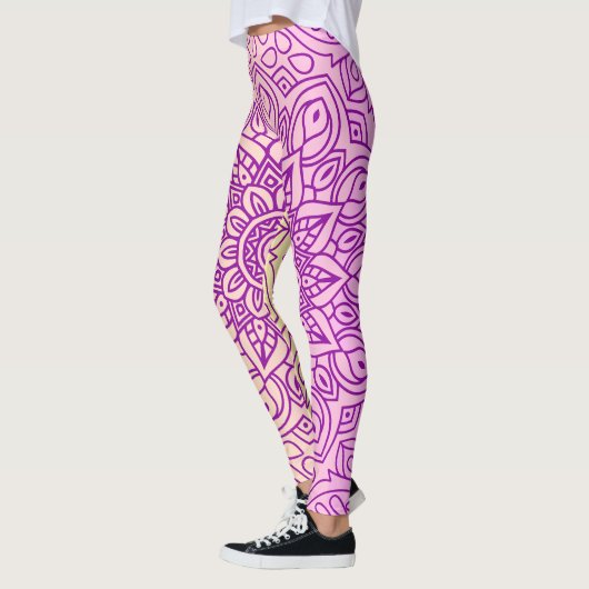 Elegant Gradiënt Paarse Perzik Mandala Patroon Leggings (Links)