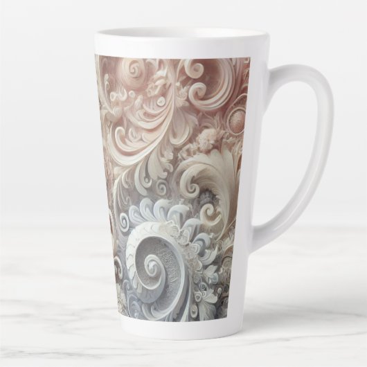 Elegant gradiënt pastelkantpatroon latte mok (Rechts)