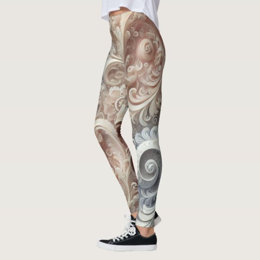 Elegant gradiënt pastelkantpatroon leggings (Links)