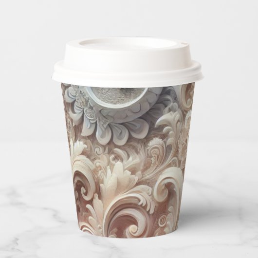 Elegant gradiënt pastelkantpatroon papieren bekers (Voorkant)