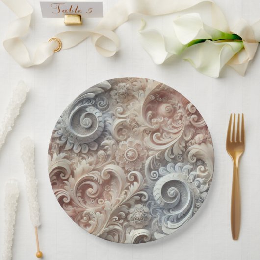 Elegant gradiënt pastelkantpatroon papieren bordje (Huwelijk)