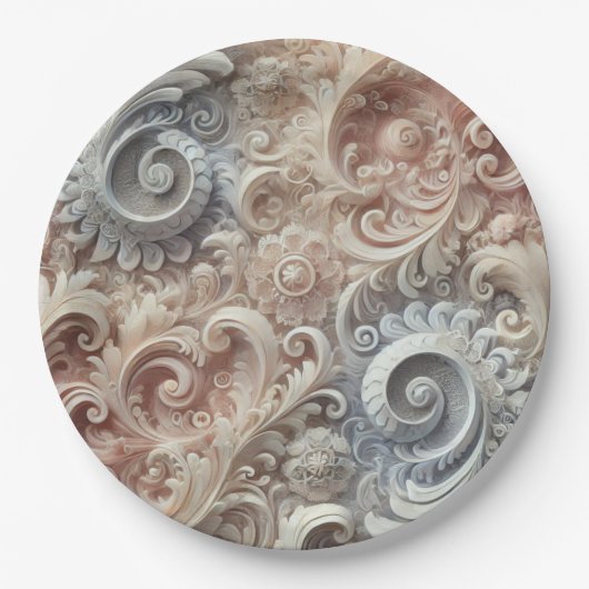 Elegant gradiënt pastelkantpatroon papieren bordje (Voorkant)