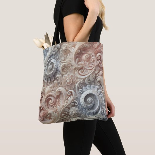 Elegant gradiënt pastelkantpatroon tote bag (Dichtbij)