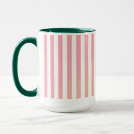 Elegant Gradient Pink Stripe with Green Interior Mok