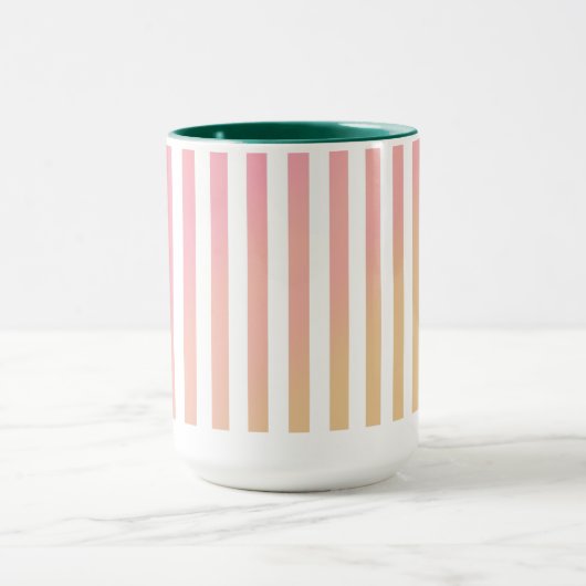 Elegant Gradient Pink Stripe with Green Interior Mok (Midden)