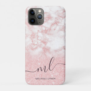 Elegant  gradiënt roos goud glitter marmer Case-Mate iPhone case