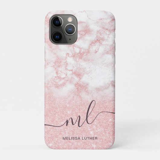 Elegant  gradiënt roos goud glitter marmer Case-Mate iPhone case (Achterkant)
