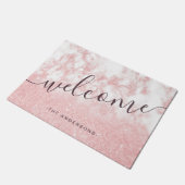 Elegant  gradiënt roos goud glitter marmer deurmat (Schuin)