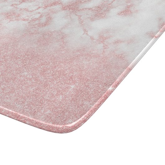 Elegant  gradiënt roos goud glitter marmer snijplank (Hoek)