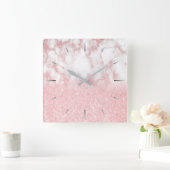 Elegant  gradiënt roos goud glitter marmer vierkante klok (Huis)