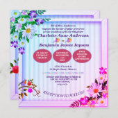 Elegant gradiënt roze en groen huwelijk kaart (Voorkant / Achterkant)