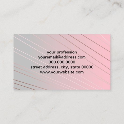 Elegant gradiënt roze grijs roos goud visitekaartje (Achterkant)