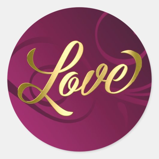 Elegant gradiënt Swirls Gold Love frambory roze Ronde Sticker (Voorkant)