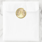 Elegant gradient Swirls Monogram Gold Ronde Sticker (Tas)