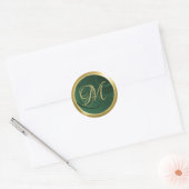Elegant gradient Swirls Monogram Green Gold Ronde Sticker (Envelop)