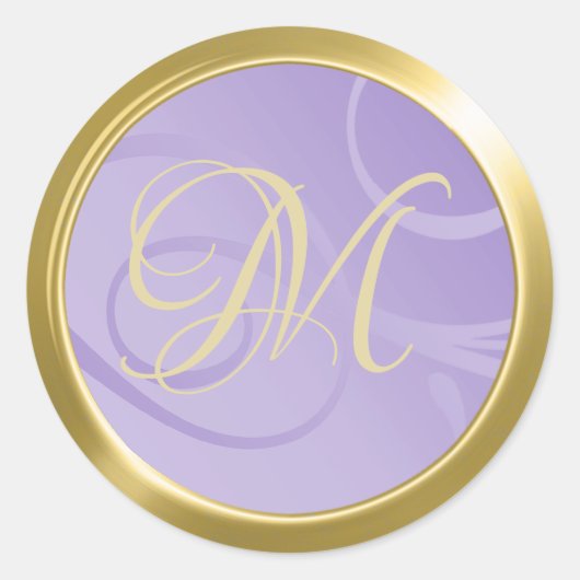 Elegant gradient Swirls Monogram Lavender Paars Ronde Sticker (Voorkant)