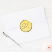 Elegant gradiënt wervelkolom monogram goud geel ronde sticker (Envelop)