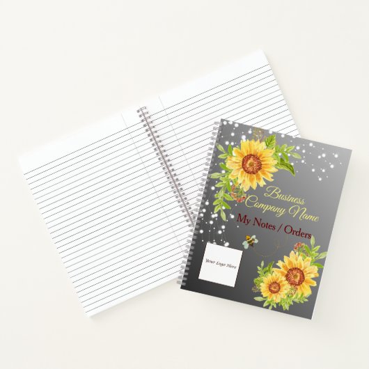 Elegant Gradient Yellow Sunflower Custom Business Notitieboek (Binnen)