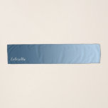 Elegant gradiëntblauw met aangepaste naam sjaal<br><div class="desc">Deze sjaal is eenvoudig maar elegant, met gradiëntblauw die een kalm en opwindend effect maakt. De naam is gedrukt in één kleur, maar kan worden verwijderd als u een meer algemene versie verkiest. De tekst kan gemakkelijk op om het even welke manier worden aangepast u houdt van. Deze sjaal komt...</div>