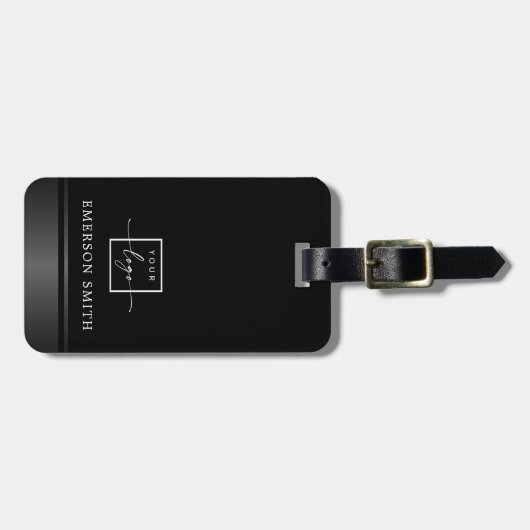 Elegant gradiëntrand toevoegen zwart logo bagagelabel (Voorkant horizontaal)