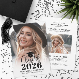 Elegant Graduate Photo Graduation Party Kaart