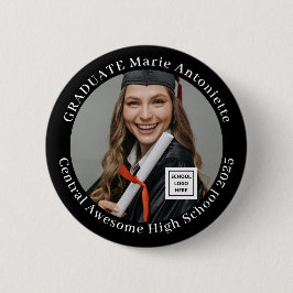 Elegant Graduate Photo School Logo Graduation Ronde Button 5,7 Cm