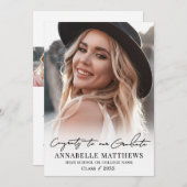 Elegant Graduate Simple Photo Collage Graduation Aankondiging (Voorkant / Achterkant)