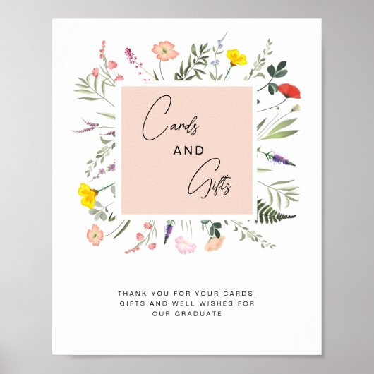 Elegant Graduate Wildflower Cards and Gifts Sign Poster (Voorkant)