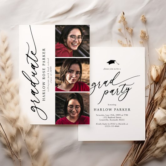 Elegant Graduation Announcement & Party Invite Kaart