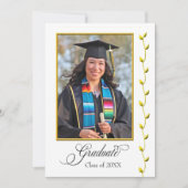 Elegant Graduation Announcement with Gold Ivy Aankondiging (Voorkant)