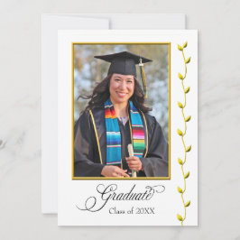 Elegant Graduation Announcement with Gold Ivy Aankondiging
