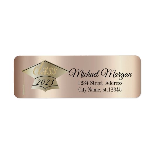 Elegant Graduation Cap Cooper Etiket (Voorkant)