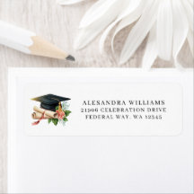 Elegant Graduation Cap & Diploma Return Address