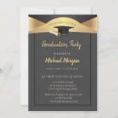 Elegant Graduation Cap, Gold Afstuderen Kaart (Voorkant)